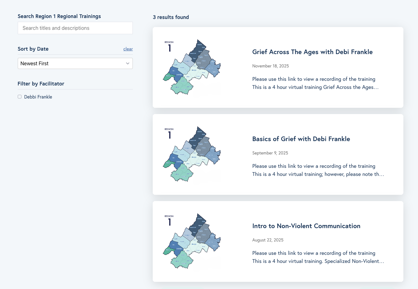 Region 1 Training Library Screenshot